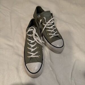 Converse Olive Green Canvas Sneakers with White Accents